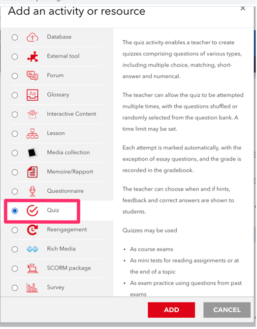 Activity picker window