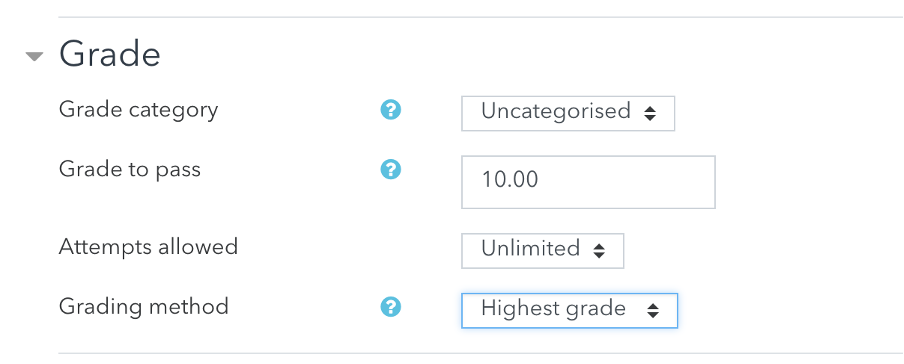 Grading choices window